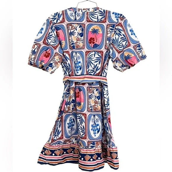 JOIE RARE PRINT Belted Midi Dress S LIMITED RELEASE Resort Botanical Boho casual - Picture 3 of 12